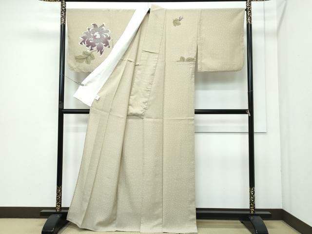 平和屋着物*極上 夏物 撫松庵 訪問着 セオアルファ 草花文 利休茶色地 洗える着物 逸品 CZAA3588s5