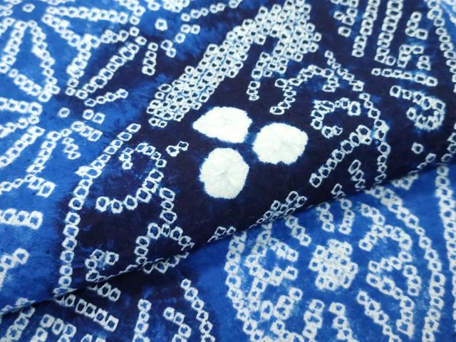 平和屋着物∴極上 夏物 浴衣 有松鳴海絞り 扇面花文 綿 逸品 CZAA3595s5