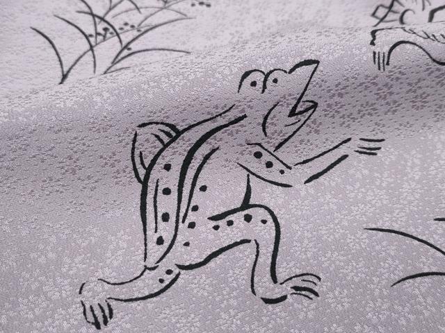 平和屋着物●上質な長襦袢 無双仕立て 鳥獣戯画 江戸鼠色地 逸品 未使用 CZAA3607s5