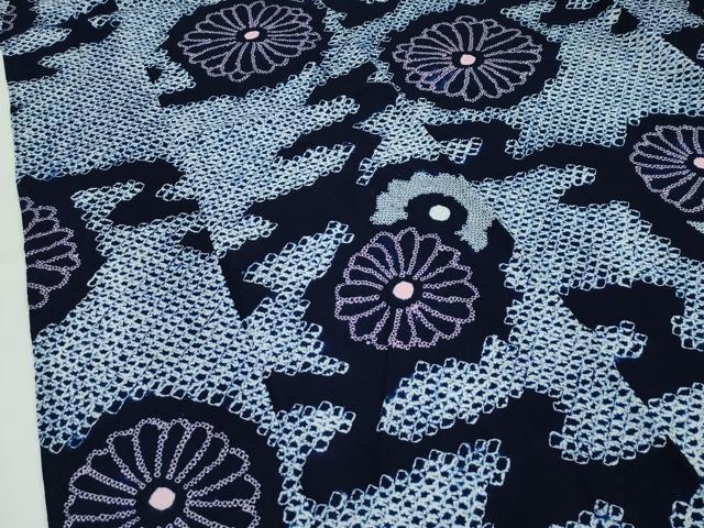 平和屋着物∴極上 夏物 浴衣 有松鳴海絞り 霞花文 綿 逸品 CZAA3619s5