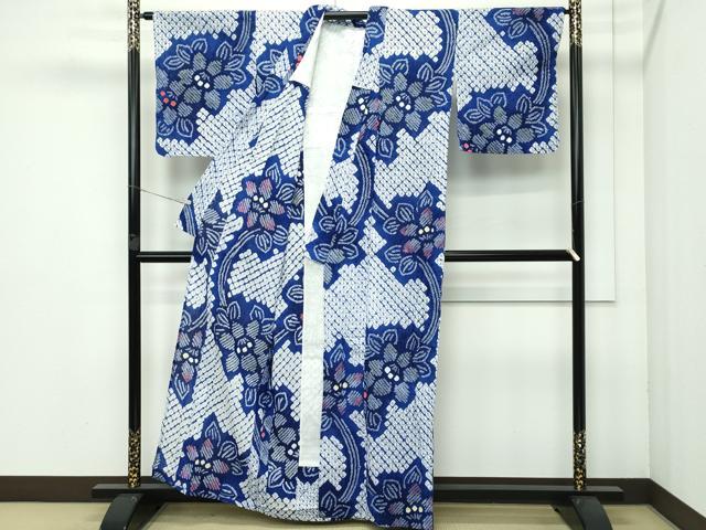 平和屋着物∴極上 夏物 浴衣 有松鳴海絞り 流水草花文 綿 逸品 CZAA3620s5