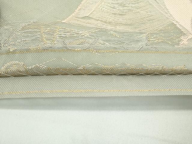 平和屋着物*極上 夏物 西陣 河合美術織物謹製 六通柄 本袋帯 紗 舞蝶文 金糸 鶸茶色地 逸品 CZAA3677s5