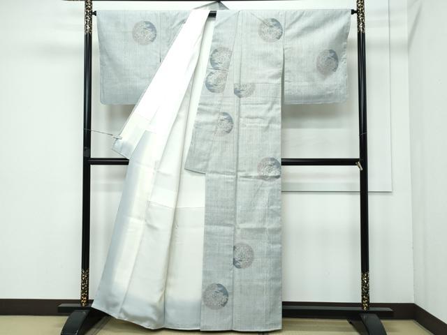 平和屋本店■極上 本場結城紬 重要無形文化財 100亀甲 花丸文 チャイナクレイ色地 証紙付き 逸品 未使用 CZAA3706s5