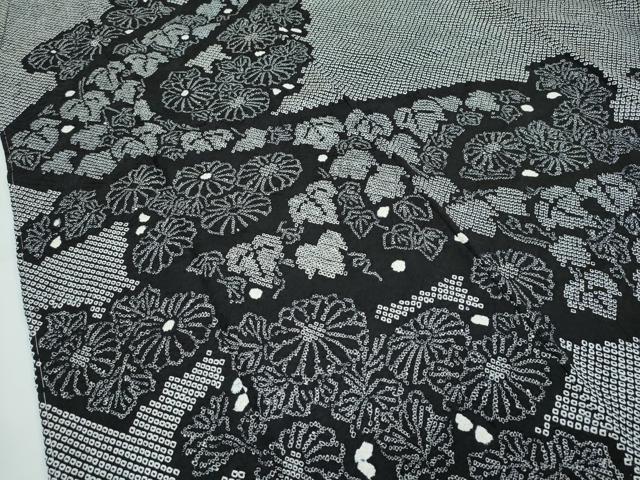平和屋着物●極上 訪問着 総絞り 流水菊文 黒地 逸品 未使用 CZAA3724s5