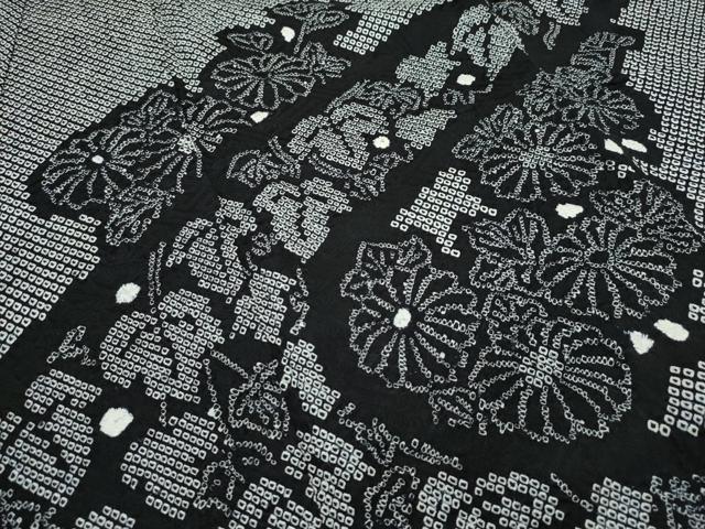 平和屋着物●極上 訪問着 総絞り 流水菊文 黒地 逸品 未使用 CZAA3724s5