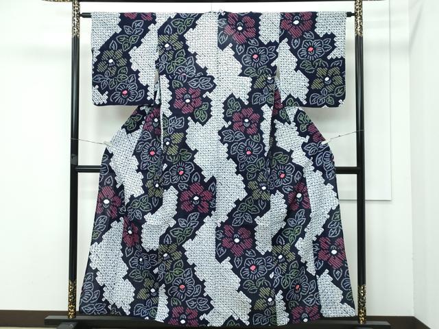 平和屋着物■極上 夏物 浴衣 有松鳴海絞り 草花文 綿 逸品 CZAA3738s5