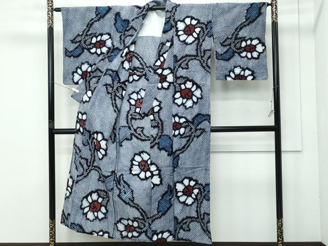 平和屋着物■極上 夏物 浴衣 有松鳴海絞り 枝花文 綿 逸品 CZAA3740s5