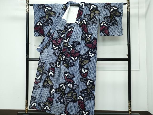 平和屋着物∴極上 夏物 浴衣 有松鳴海絞り 舞蝶文 綿 逸品 CZAA3745s5
