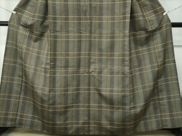 平和屋本店■希少 ざざんざ織 伊兵衛織 単衣 格子柄 逸品 CZAA3759s5