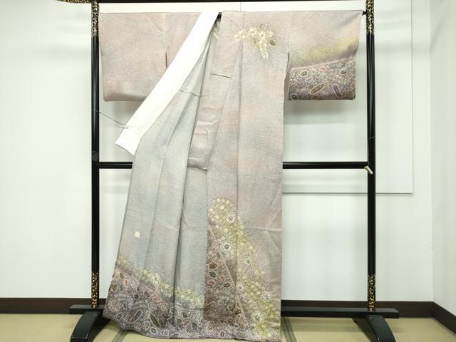 平和屋着物■希少 辻が花染織作家 功刀稔國 久保田一竹の弟子 訪問着 単衣 絞り 金通し地 逸品 CZAA3780s5