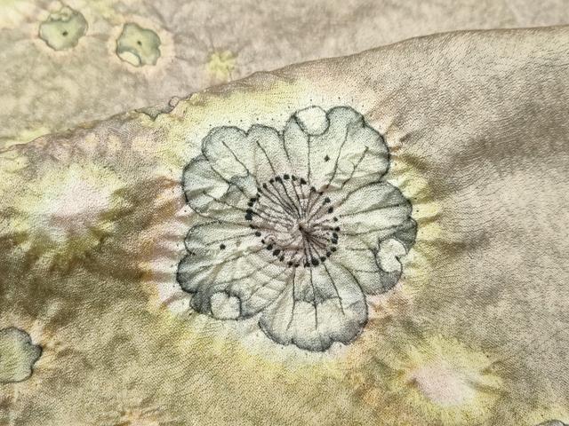 平和屋着物■希少 辻が花染織作家 功刀稔國 久保田一竹の弟子 訪問着 単衣 絞り 金通し地 逸品 CZAA3780s5