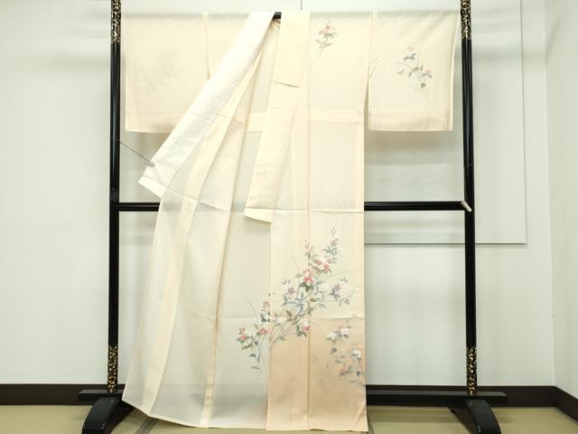 平和屋着物*極上 夏物 訪問着 絽 枝花文 暈し染め 丁子色地 逸品 未使用 CZAA3815s5