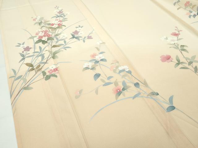 平和屋着物*極上 夏物 訪問着 絽 枝花文 暈し染め 丁子色地 逸品 未使用 CZAA3815s5