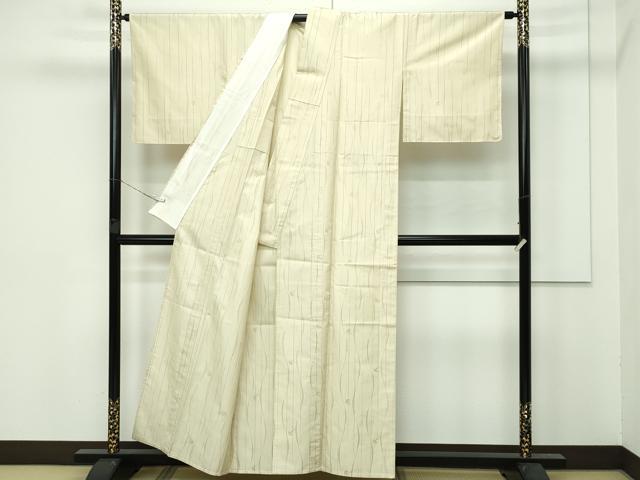 平和屋着物▽極上 米沢 白根沢 涼風 単衣 綟子織 もじり織 燕 砥粉色地 証紙付き 逸品 CZAA3817s5