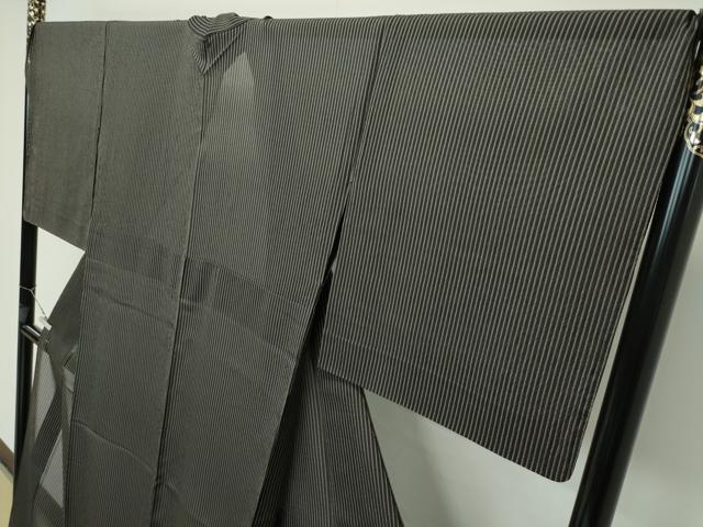 平和屋着物*極上 夏物 お召 間道 黒地 逸品 CZAA3820s5