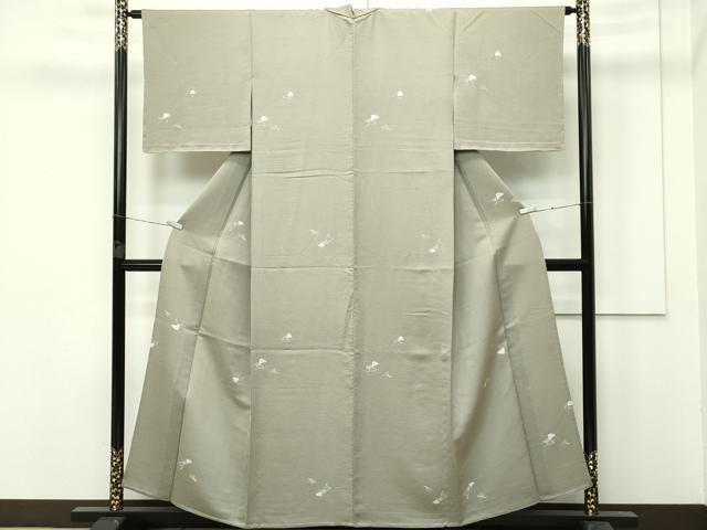 平和屋着物▽極上 小紋 単衣 絞り 銀杏 利休色地 逸品 未使用 CZAA3826s5