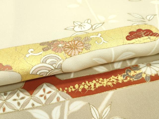 平和屋本店■極上 銀座きしや 訪問着 駒刺繍 エ霞草花文 暈し染め 金彩 砥粉色地 逸品 CZAA3831s5