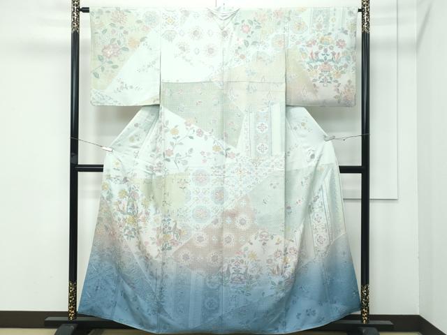 平和屋本店■極上 訪問着 総刺繍 中国三大刺繍 スワトウ相良刺繍 動物更紗花文 暈し染め 逸品 CZAA3832s5