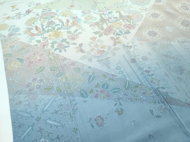 平和屋本店■極上 訪問着 総刺繍 中国三大刺繍 スワトウ相良刺繍 動物更紗花文 暈し染め 逸品 CZAA3832s5