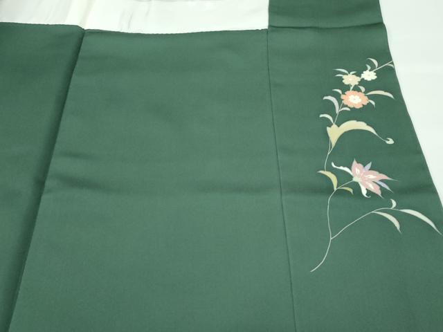 平和屋本店●極上 創業460年・千總 訪問着 刺繍 更紗花文 金彩 千歳緑色地 小田急百貨店扱い 逸品 CZAA5026s6