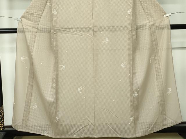平和屋着物*極上 夏物 小紋 市松紋紗 燕 肥後煤竹色地 逸品 CZAA3838s5