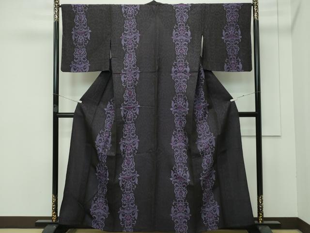 平和屋着物▽極上 お召 単衣 更紗花文 さが美扱い 逸品 CZAA3863s5