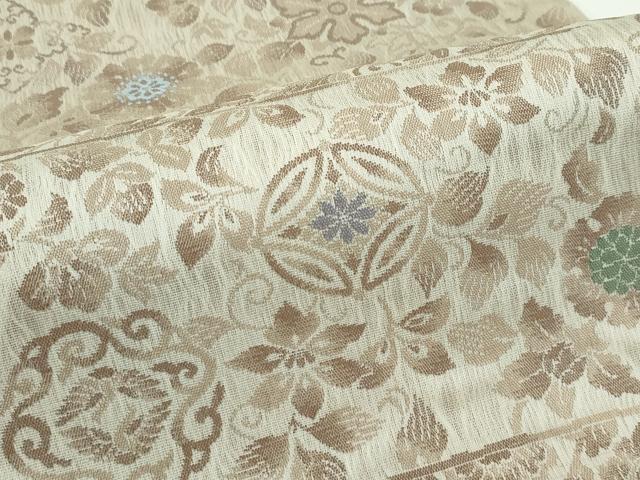 平和屋着物●極上 スリーシーズン 春夏秋 両方向 両面 全通柄袋帯 草花文 逸品 未使用 CZAA3900s5