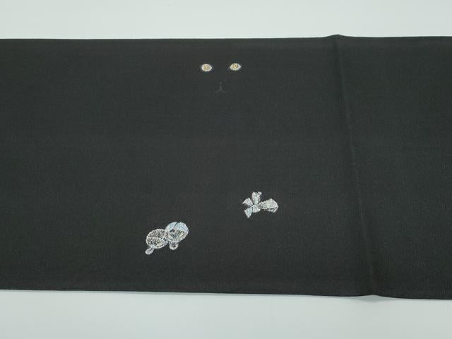 平和屋着物*極上 夏物 太鼓柄袋帯 作家物 黒猫 黒地 金銀糸 上代70万 反端付き 逸品 CZAA3923s5