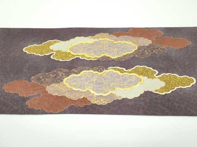 平和屋着物●希少 皇室献上作家 藤井寛 六通柄袋帯 駒刺繍 瑞雲重ね 金通し地 逸品 CZAA3936s5