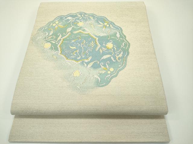 平和屋本店■極上 爪掻き本綴れ 西陣 川島織物 八寸名古屋帯 絵皿花鳥文 金銀糸 三越扱い 逸品 未使用 CZAA3946s5