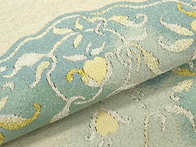 平和屋本店■極上 爪掻き本綴れ 西陣 川島織物 八寸名古屋帯 絵皿花鳥文 金銀糸 三越扱い 逸品 未使用 CZAA3946s5