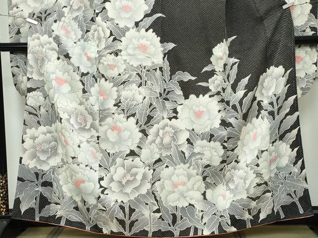 平和屋本店●極上 名門 藤娘きぬたや・総絞り 振袖 牡丹 千歳茶色地 逸品 CZAA5731s6