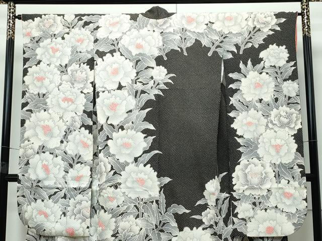 平和屋本店●極上 名門 藤娘きぬたや・総絞り 振袖 牡丹 千歳茶色地 逸品 CZAA5731s6