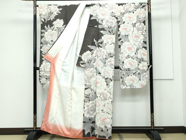 平和屋本店●極上 名門 藤娘きぬたや・総絞り 振袖 牡丹 千歳茶色地 逸品 CZAA5731s6