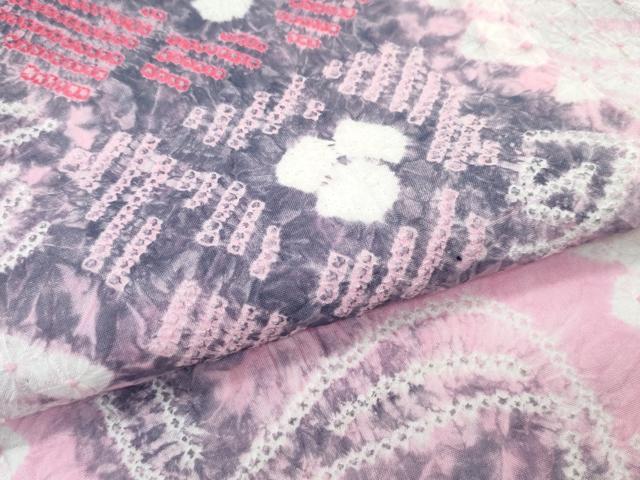 平和屋着物∴極上 夏物 浴衣 有松鳴海絞り 花繋ぎ 綿 逸品 CZAA4004s5