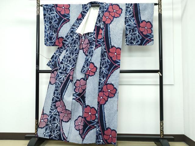 平和屋着物∴極上 夏物 浴衣 有松鳴海絞り 舞花文 綿 逸品 CZAA4011s5