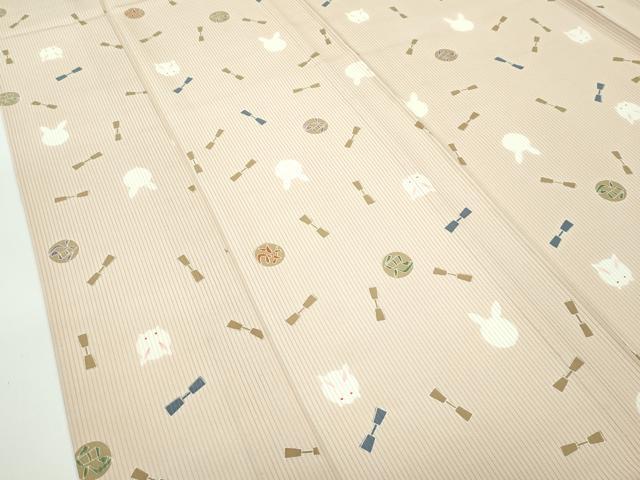 平和屋本店*極上 夏物 人形作家・ホリヒロシ 小紋 絽 花兎 薄香色地 逸品 未使用 CZAA4016s5