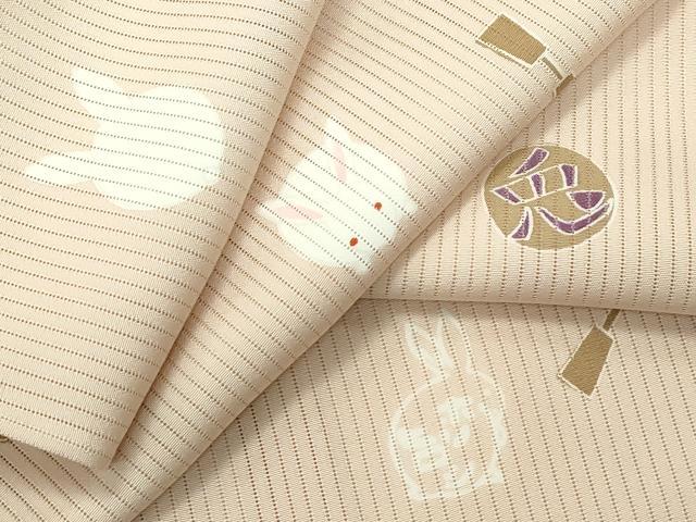平和屋本店*極上 夏物 人形作家・ホリヒロシ 小紋 絽 花兎 薄香色地 逸品 未使用 CZAA4016s5