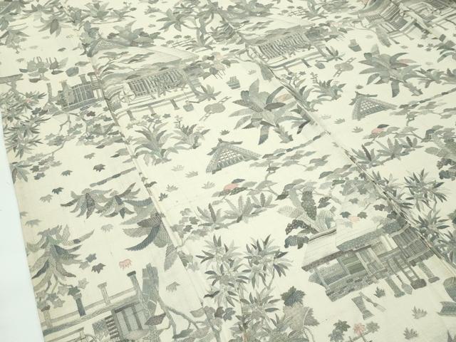 平和屋着物▽極上 生紬 単衣 風景文 逸品 未使用 CZAA4025s5
