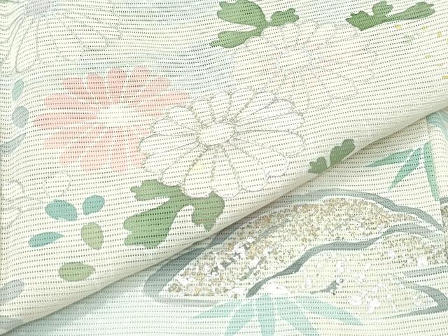 平和屋本店*極上 夏物 訪問着 絽 駒刺繍 流水風景文 暈し染め 金銀彩 砂色地 三越扱い 逸品 未使用 CZAA4039s5