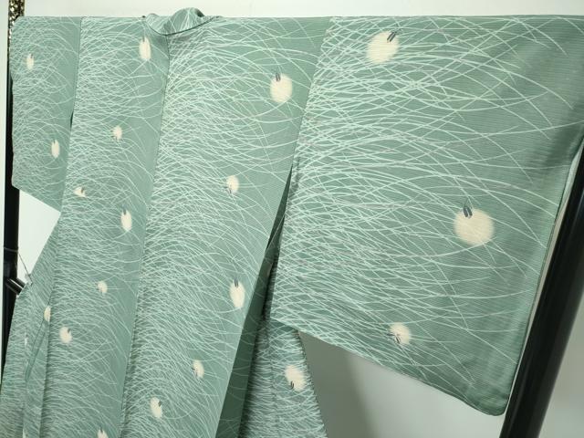 平和屋着物*極上 夏物 小紋 絽 蛍暈し 蛍芝草文 老竹色地 逸品 CZAA4042s5