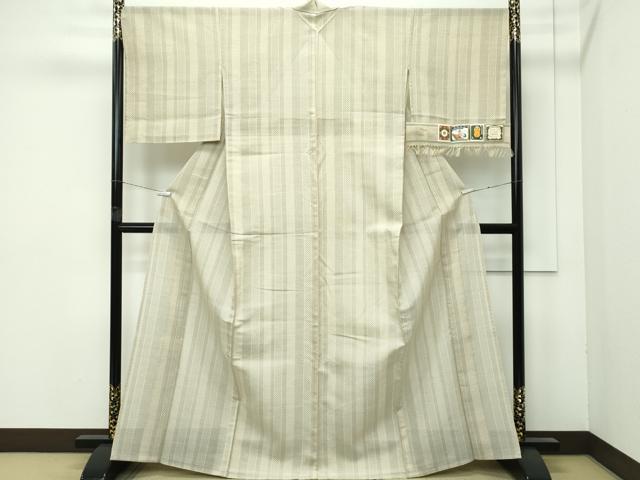 平和屋本店*極上 夏物 本塩沢 夏塩沢 間道 証紙付き 逸品 未使用 CZAA4046s5
