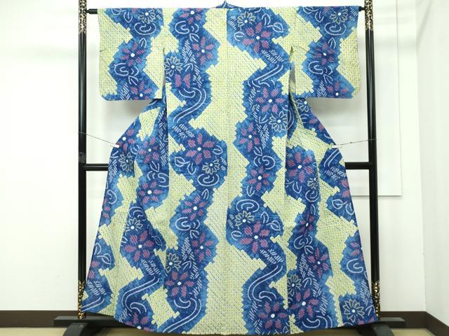 平和屋着物∴極上 夏物 浴衣 有松鳴海絞り 流水花文 綿 逸品 CZAA4056s5