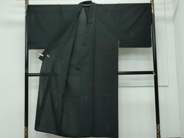 平和屋本店■極上 男性 綿薩摩 木綿 キングサイズ さつま絣 黒地 証紙付き 逸品 未使用 CZAA4061s5