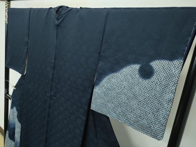平和屋着物●極上 訪問着 絞り 雪輪文様 藍鉄色地 まるやま扱い 逸品 未使用 CZAA4075s5