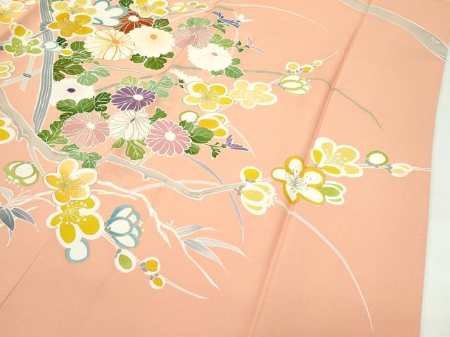 平和屋本店●極上 創業460年・千總 振袖 駒刺繍 籬草花文 金彩 深支子色地 三越扱い 逸品 CZAA5728s6