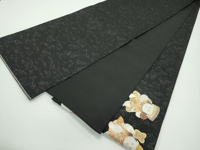 平和屋本店■極上 太鼓柄袋帯 総手刺繍 唐子 黒地 金銀糸 逸品 CZAA4157s5