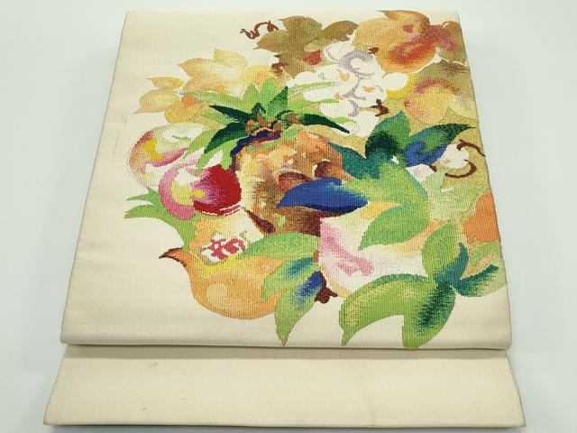 平和屋着物●極上 爪掻き本綴れ 八寸名古屋帯 成り物 金糸 枯色地 逸品 CZAA4166s5
