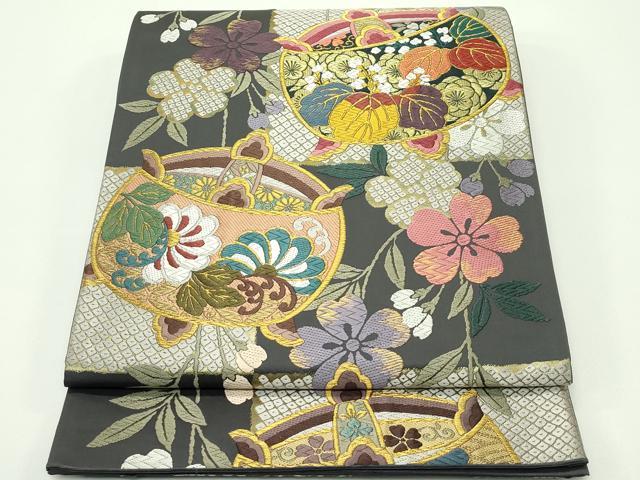 平和屋着物●極上 六通柄袋帯 唐織 秀宝桜花文 金糸 逸品 未使用 CZAA4185s5
