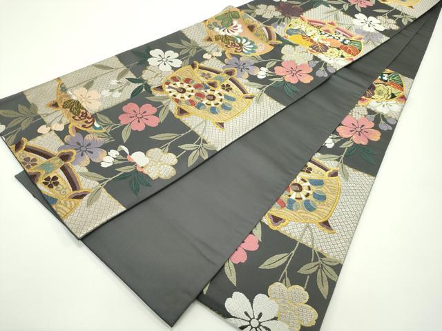 平和屋着物●極上 六通柄袋帯 唐織 秀宝桜花文 金糸 逸品 未使用 CZAA4185s5